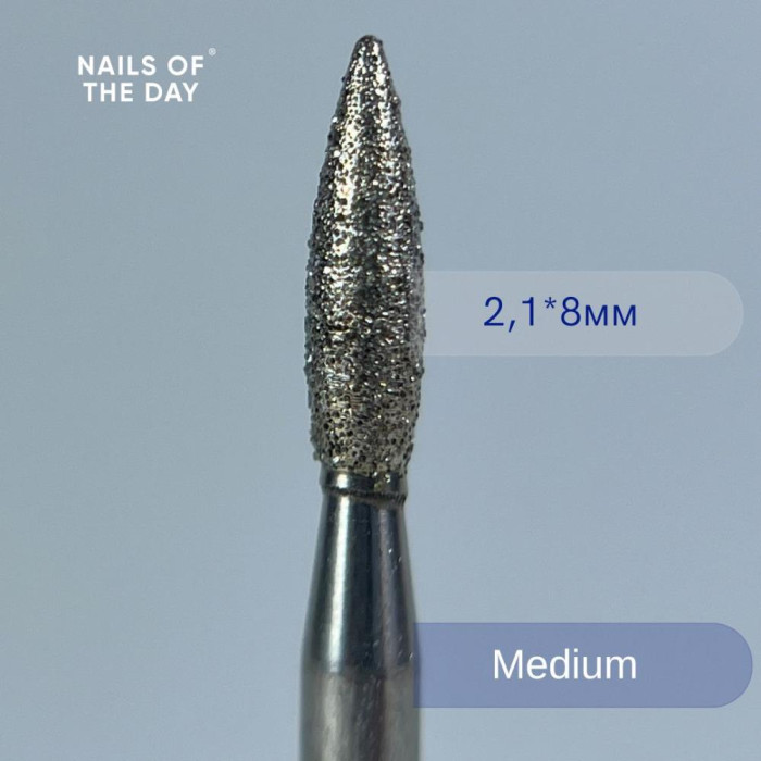Фреза алмазна NAILSOFTHEDAY - полум'я, діаметр 2,3 мм, робоча частина 10 мм, червона