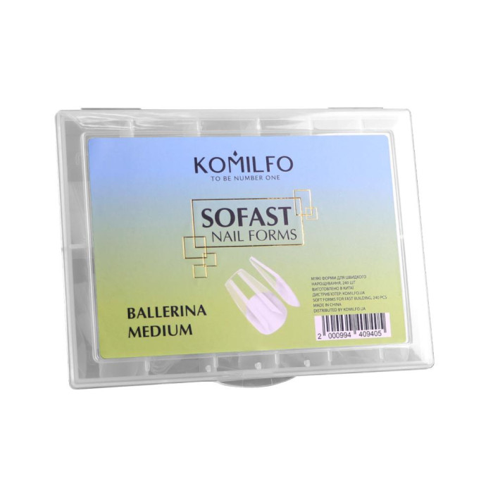Komilfo SoFast Nail Forms Ballerina Medium - гелевые типсы для наращивания, средняя балерина, 240 шт