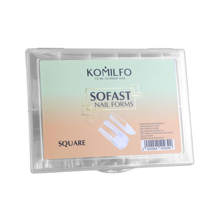Komilfo SoFast Nail Forms, Square - гелевые типсы для наращивания, квадрат, 240 шт