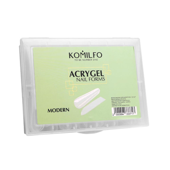 Komilfo AcryGel Top Nail Forms, Modern - верхні форми, (сучасний мигдаль), 120 шт.
