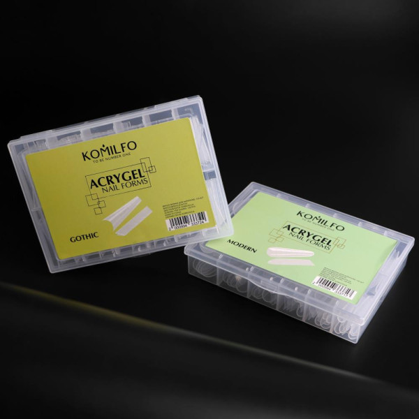 Komilfo AcryGel Top Nail Forms, Long Gothic - верхні форми, (довгий готичний мигдаль), 130 шт.
