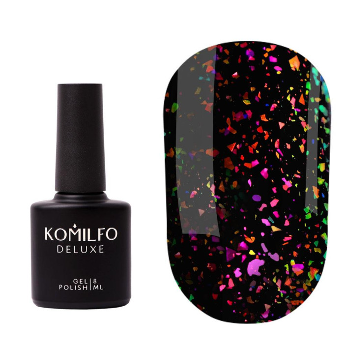 Komilfo No Wipe Chameleon Top - топ без липкого шару, з УФ-фільтром, з пластівцями, (єдиноріг), 8 мл