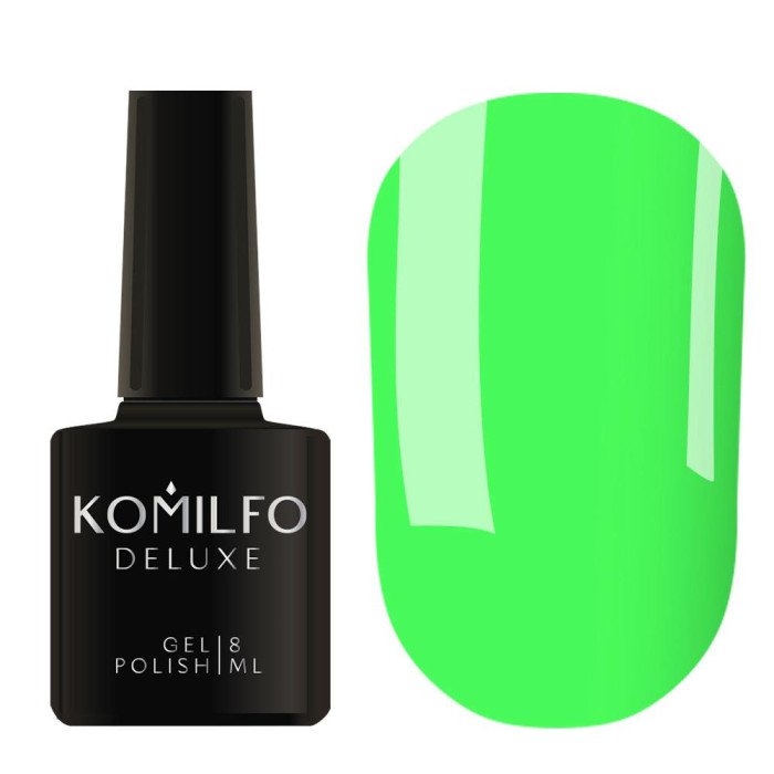 Гель-лак Komilfo DeLuxe Series №D171, яскравий насичений салатовий, неоновий, 8 мл