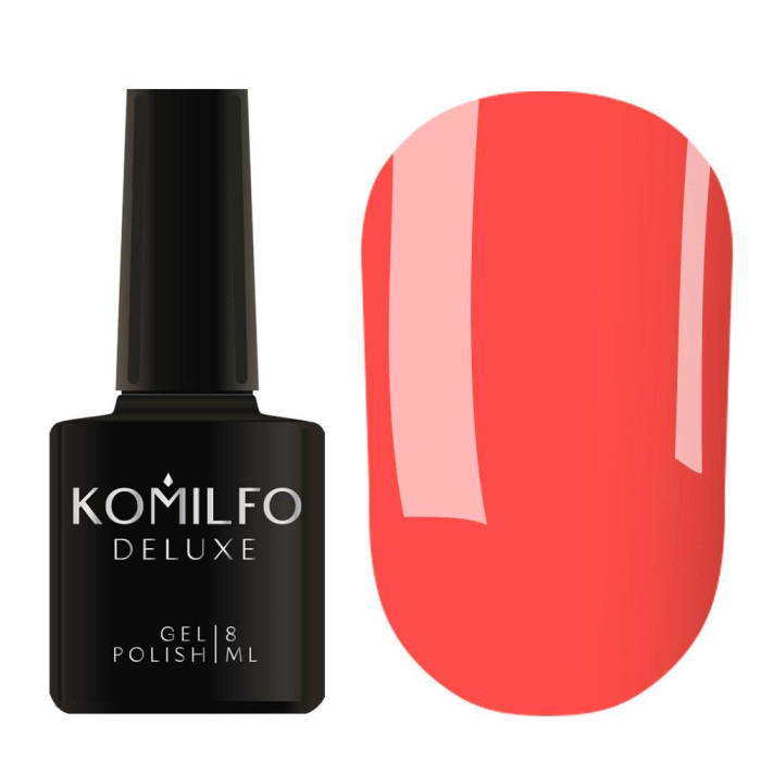 Гель-лак Komilfo DeLuxe Series №D172, яркий насыщенный оранжево-коралловый, неоновый, 8мл