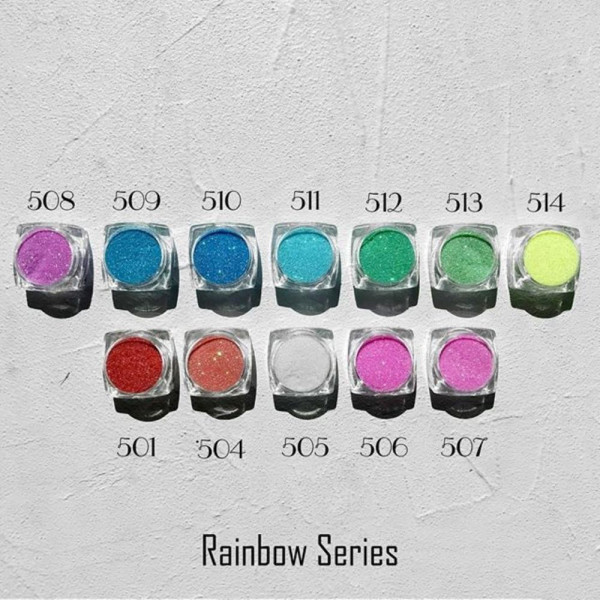 Komilfo Rainbow Series №510 - блестки, размер 0,2 мм, (голубой с салатовыми блестками), 2,5 г