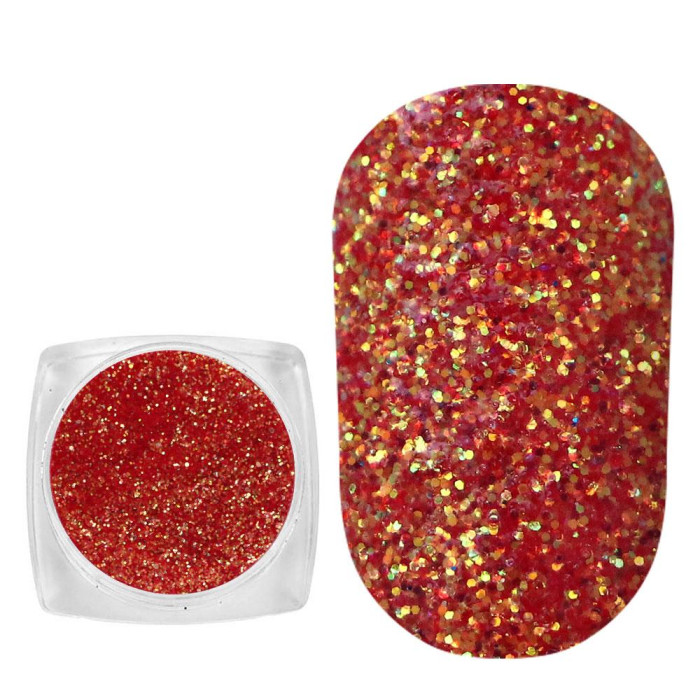 Komilfo Super Rainbow Series №605 - блестки 0,2 мм, неоново-красный с желто-салатовым отливом, 2.5 г