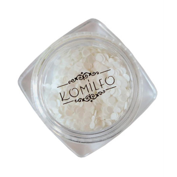 Komilfo №035 - диско дизайн для ногтей, размер 2 мм, (белые), 1 г