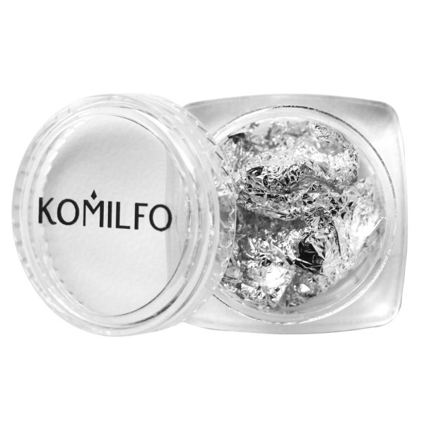 Komilfo фольга жата для нігтів, у банці, (срібло)