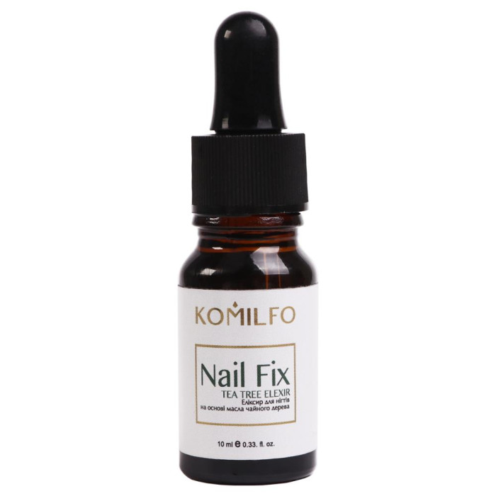 Komilfo Nail Fix - эликсир для ногтей с чайным деревом, с пипеткой, 10 мл