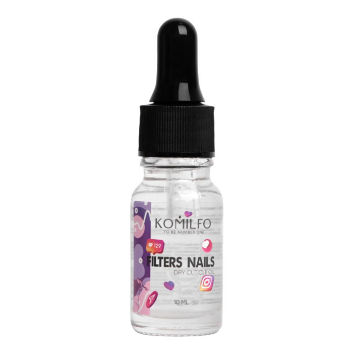 Суха олія для кутикули Komilfo Filters Nails, з шимером, 10 мл