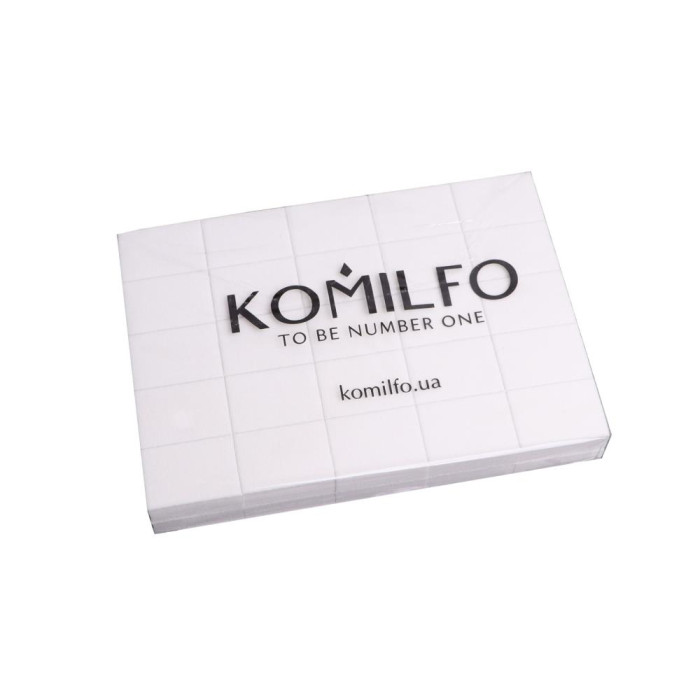 Komilfo MINI - шліфувальник для нігтів, 32*25*12 мм, 120/120 грит, (білий), 50 шт.