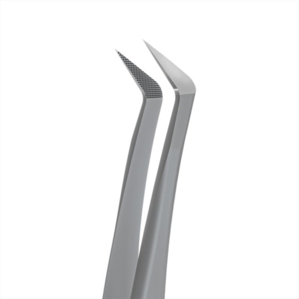 Пинцет профессиональный с насечками для ресниц Staleks Expert 44 Type 12 (L-образный, 65')