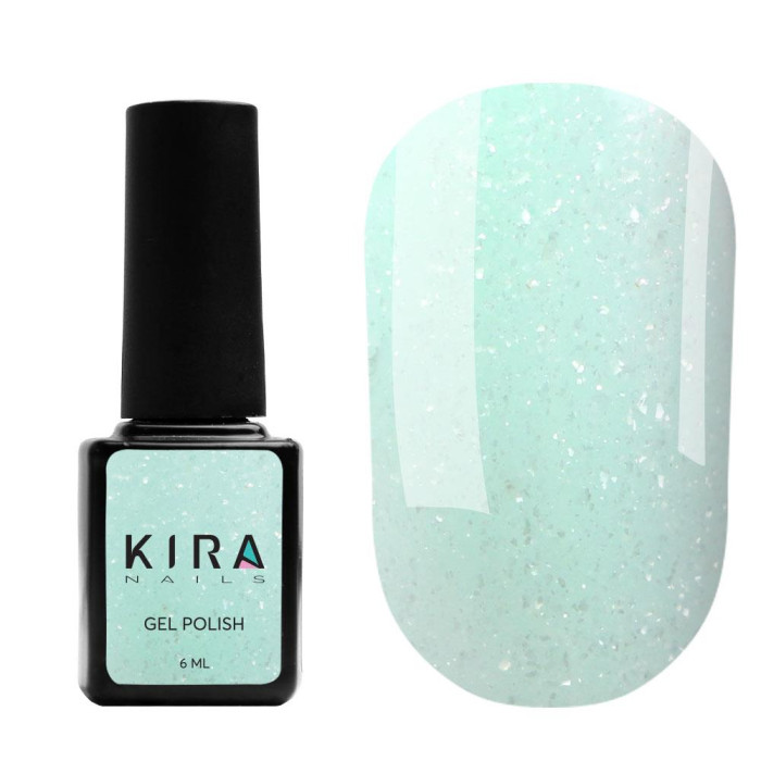 Гель-лак Kira Nails Soft Glow №003, пастельний м'ятний із дрібним шимером, 6 мл