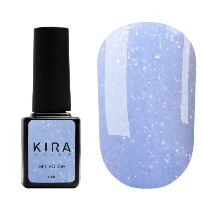 Гель-лак Kira Nails Soft Glow №005, нежный голубой с сиреневым подтоном, с мелким шиммером, 6 мл