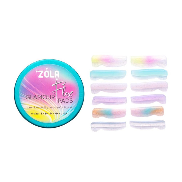Валики для ламинирования ресниц ZOLA Glamour Flex, набор - 6 пар (S, S+, M, M+, L, L+)