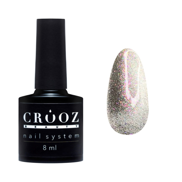 Гель-лак котяче око Crooz Cat Sunshine №01, сріблястий, 8 мл