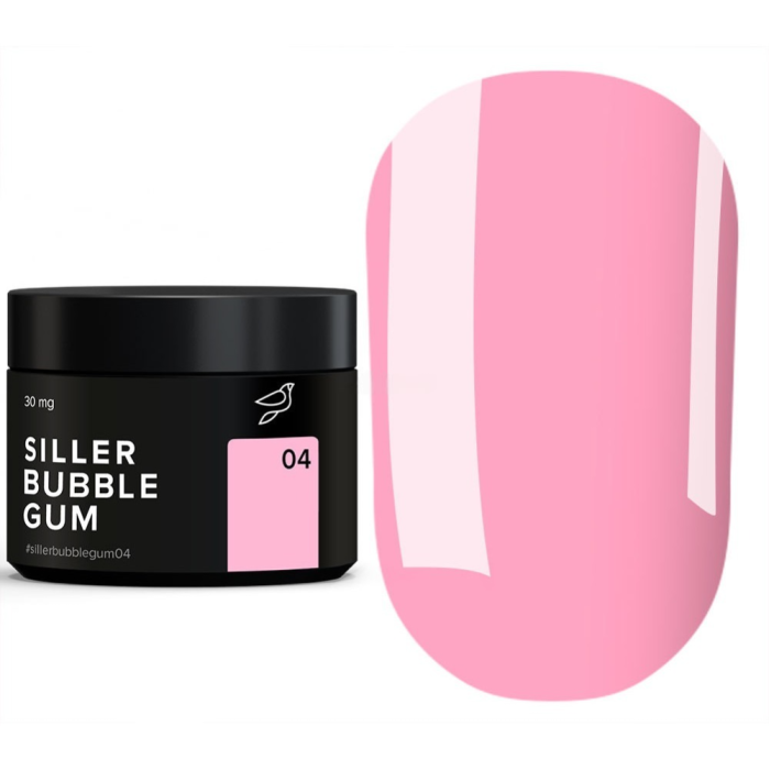 Siller Bubble Gum Gel №4 - гель жуйка для нарощування, без липкого шару, рожева, 30 мл