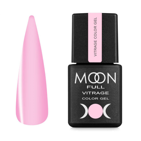 Гель-лак вітражний Moon Full Vitrage Collor Gel №01, рожевий туман, 8 мл