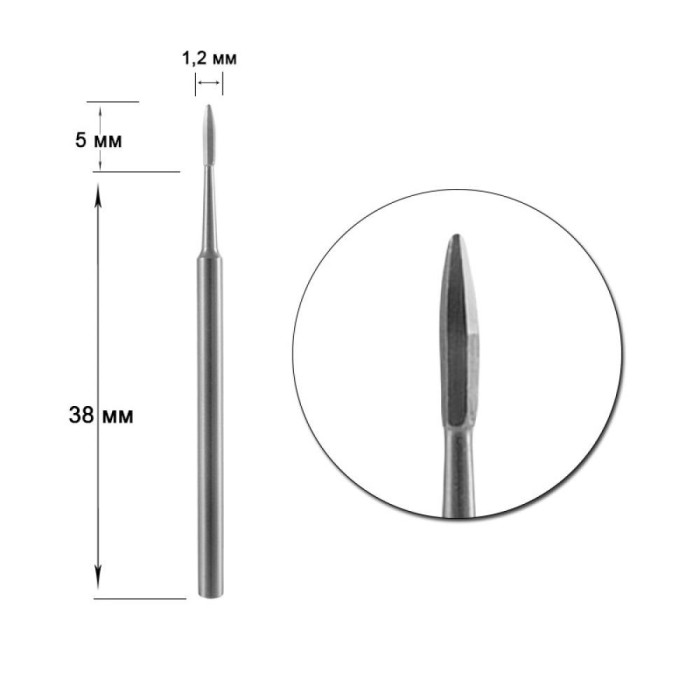 Фреза твердосплавна безпечна Staleks Nail Cleaner - діаметр 1,2 мм, робоча частина 2,5 мм