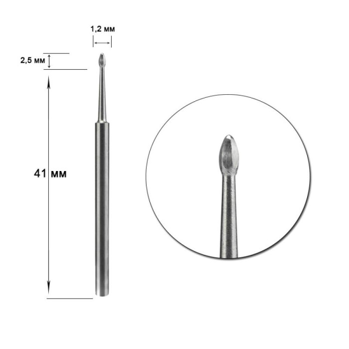 Фреза твердосплавная безопасная Staleks Nail Cleaner Mini -  диаметр 1,2 мм, рабочая часть 2,5 мм