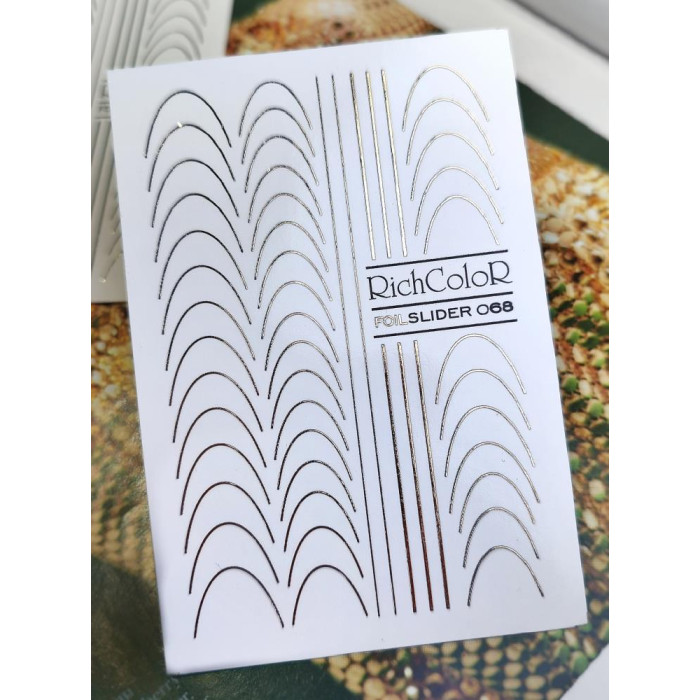 Слайдер RichColor Foil №68, фольгований, золоті лунки для френча