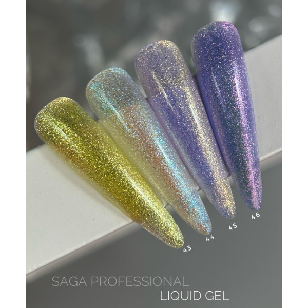 SAGA Professional Liquid Gel № 46 - жидкий гель для наращивания, фиолетовый с шиммером, 15 мл