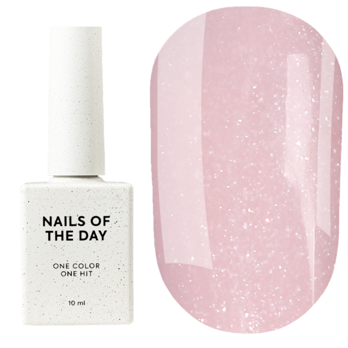 База камуфлююча NAILSOFTHEDAY Base Cover NEW Formula №28, пудрово-рожева із шиммером, 10 мл