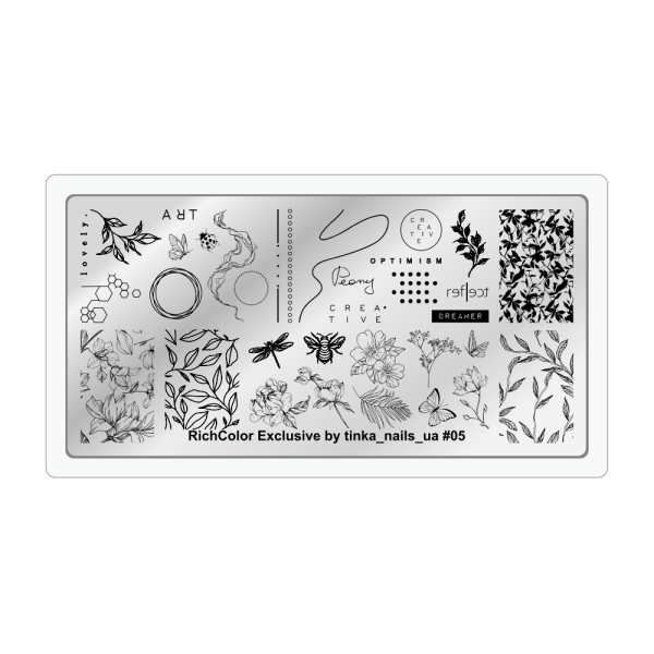 Пластина для стемпінгу RichColor Exclusive by tinka_nails_ua №05, природа