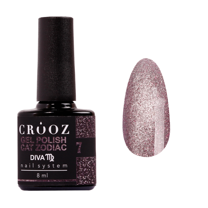 Гель-лак котяче око Crooz Cat Zodiac №07 Diva, світловідбивний, світло-лавандовий, 8 мл