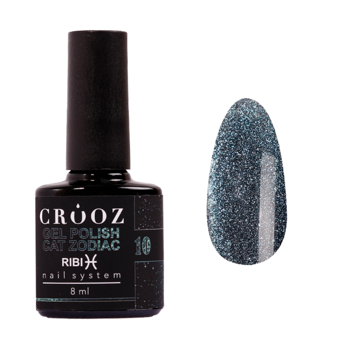 Гель-лак котяче око Crooz Cat Zodiac №10 Ribi, світловідбивний, смарагдовий, 8 мл