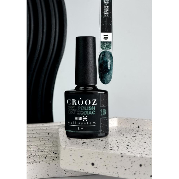 Гель-лак котяче око Crooz Cat Zodiac №10 Ribi, світловідбивний, смарагдовий, 8 мл