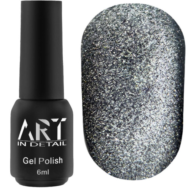 Гель-лак кошачий глаз ART Night Cat NC001 светоотражающий , черный, 6 мл