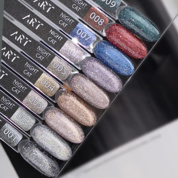 Гель-лак котяче око ART Night Cat NC004 світловідбивний, бежеве золото, 6 мл