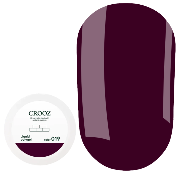 Crooz Liquid Polygel №019 - рідкий полігель, сливово-фіолетовий, 15 мл