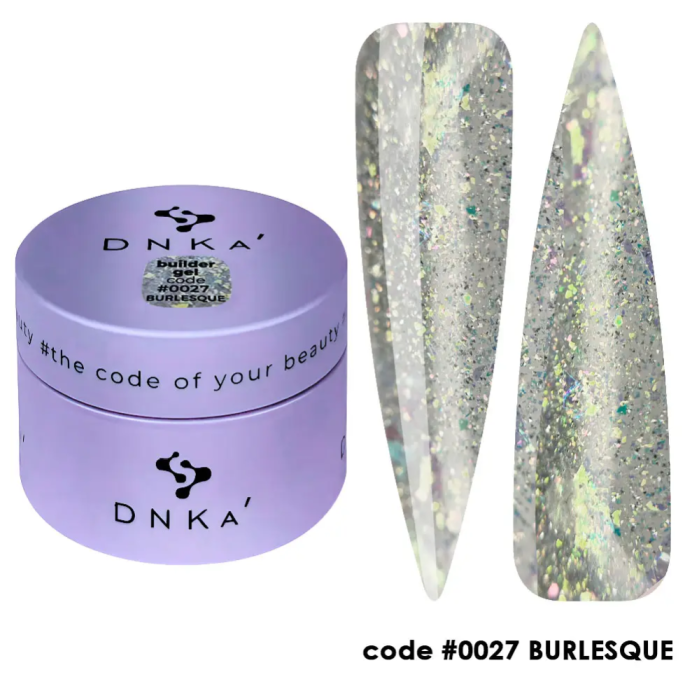 DNKa Builder Gel №27 Burlesqoe - гель конструирующий, светоотражающий с золотыми блестками, 30 мл