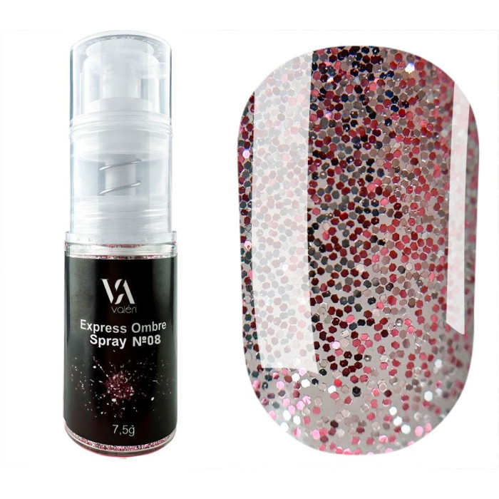 Valeri Express Ombre Spray №08 - экспресс омбре спрей, серебрянно-красный, 7,5 г