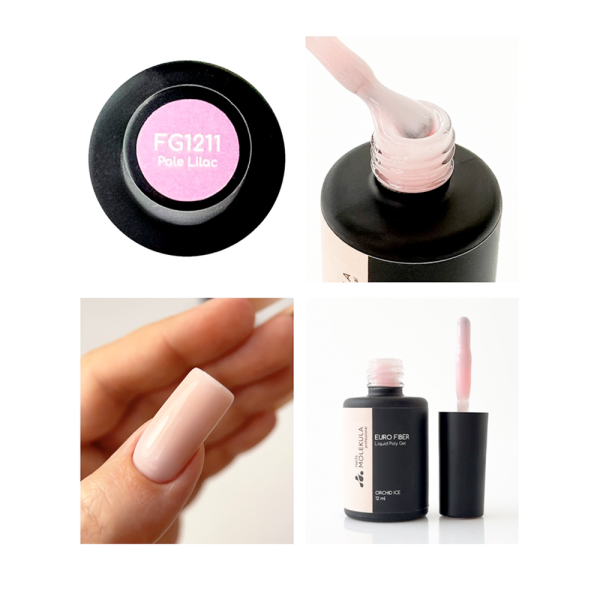 Molekula Euro Fiber Gel FG1211 Pale Lilac - жидкий полигель, бледно-сиреневый, 12 мл
