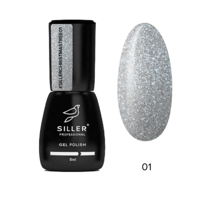 Гель-лак Christmas Tree Siller №01, сріблястий з мікроблиском, 8 мл