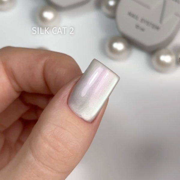 Гель-лак кошачий глаз SAGA Professional Silk Cat №02, с розовым отливом, 10 мл