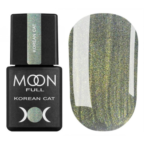 Гель-лак котяче око Moon Full Korean Cat №08, смарагдова мрія, 8 мл