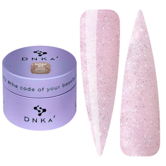 DNKa Builder Gel №32 Hollywood Glow - гель конструирующий, светоотражающий, нежно-розовый, 30 мл