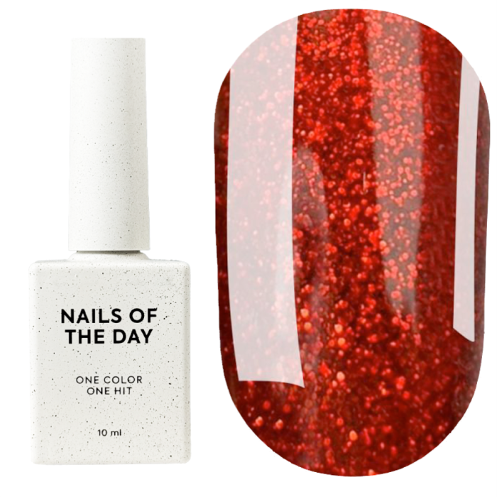 Гель-лак, в один слой NAILSOFTHEDAY №157 Mrs. Claus, красный с мелким шиммером, 10 мл