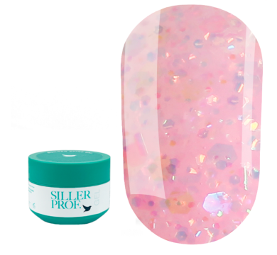 Siller Tinsel Gel №04 - камуфлюючий гель, барбі з голографічними блискітками, 15 мл (банка)