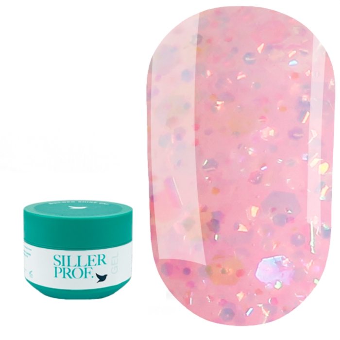 Siller Tinsel Gel №04 - камуфлюючий гель, барбі з голографічними блискітками, 15 мл (банка)