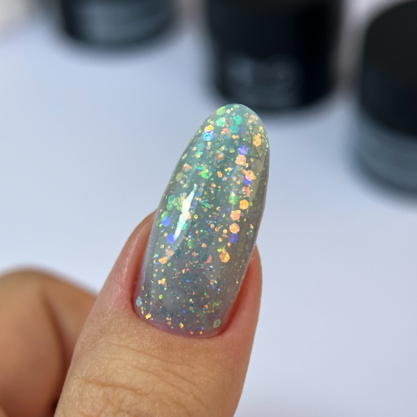 Siller Tinsel Gel №06 - гель камуфлюючий, бірюзовий з голографічними блискітками, 15 мл (банка)