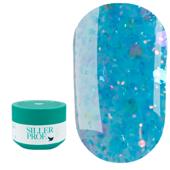 Siller Tinsel Gel №07 - гель камуфлирующий, синий с голографическими блестками, 15 мл (банка)