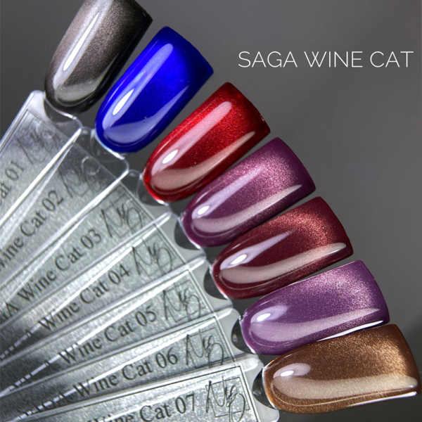 Гель-лак котяче око SAGA Professional Wine Cat №01, чорний, 10 мл