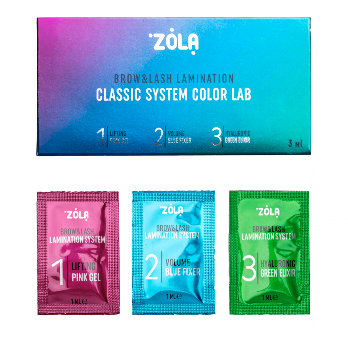 ZOLA Color Lab Step 1, 2, 3 - набор для ламинирования в саше, 3 шт. по 1 мл