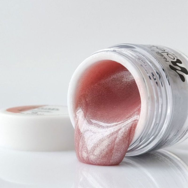 Molekula Gel №18 Steel Kisses - камуфлюючий гель, бежево-рожевий із дрібним шиммером, 30 мл