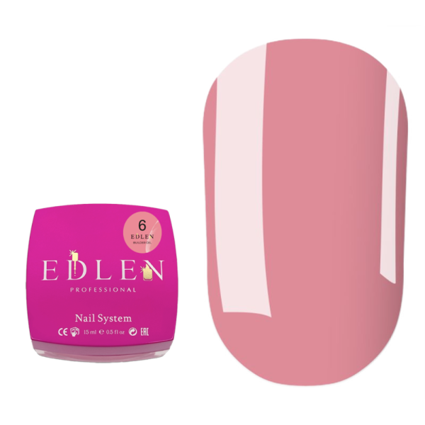 Гель для наращивания Edlen Builder Gel №06, темно розовый, 15 мл